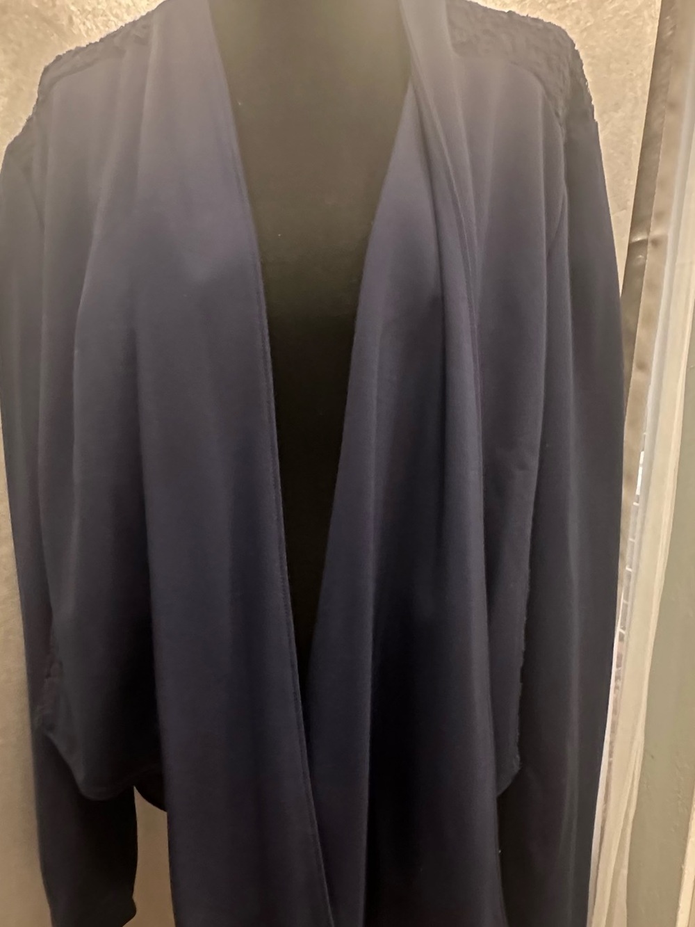 INC International Concepts Navy Open-Front Draped Cardigan